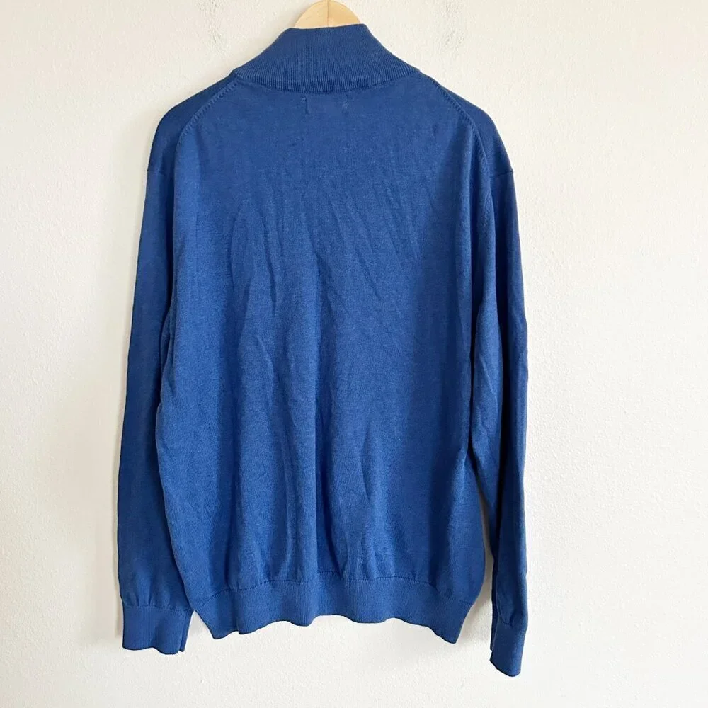 NWT Nautica Sweater Blue 1/4 Zip Cotton Mock Neck Classic Preppy